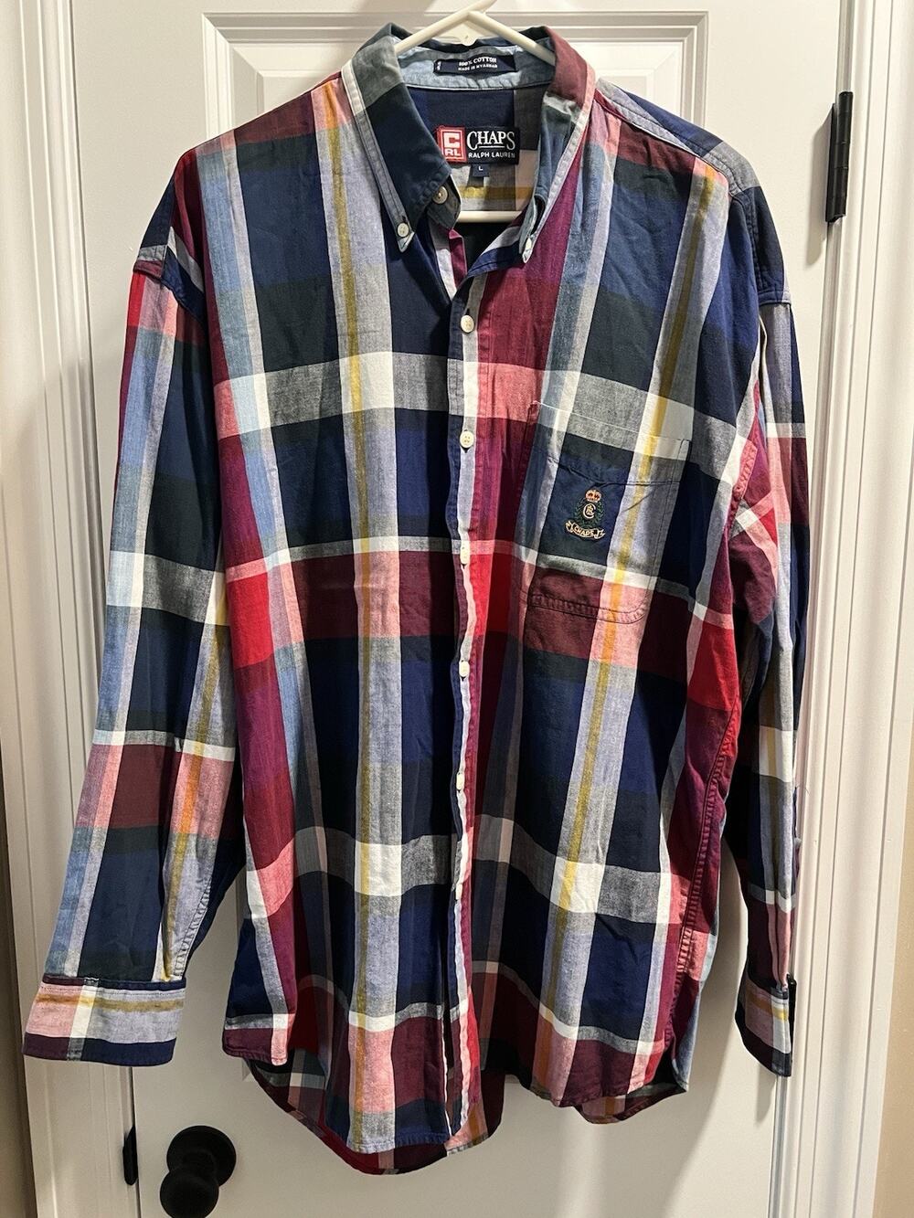 Vintage Chaps Ralph Lauren Long Sleeve Shirt Plaid Size Large